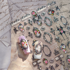 3D Vintage Baroque Nail Stickers Metallic Rose & Frame Decals