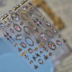 3D Vintage Baroque Nail Stickers Metallic Rose & Frame Decals