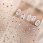 3D Vintage Cross & Gem Nail Stickers - Baroque Jewelry Decals