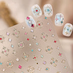 3D Vintage Cross & Gem Nail Stickers - Baroque Jewelry Decals 1462