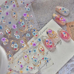 3D Vintage Pressed Floral Nail Stickers | Spring Flowers Decals MS939