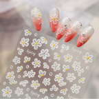 3D White Daisy Nail Stickers - Spring Flower Decals 1383