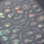 3D White Flower Tail Nail Stickers – Ultra-Thin Aurora Light Nail Art Decals 