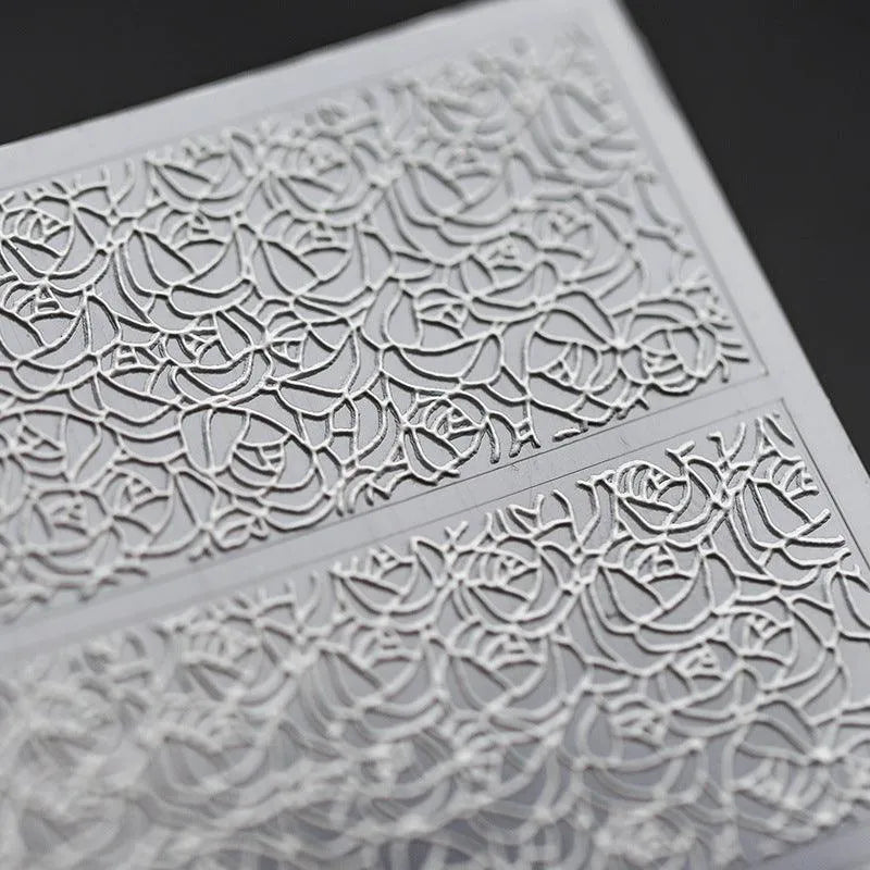 3D White Vintage Lace Nail Art Stickers Adhesive Sticker Decals TS215
