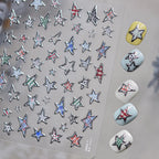 3D Y2K Star Nail Art Stickers - Silver Chrome & Colorful Kawaii Decals