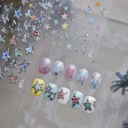 3D Y2K Star Nail Art Stickers - Silver Chrome & Colorful Kawaii Decals