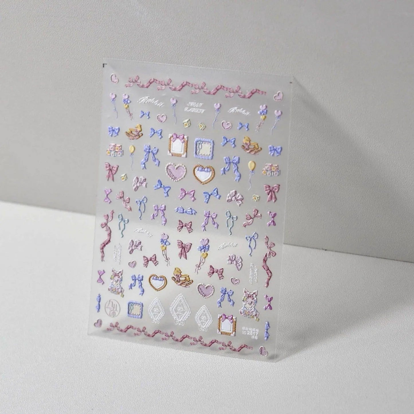 Colorful Bow-knot Nail Art Stickers Adhesive Embossed Bow Sticker Decals to2817