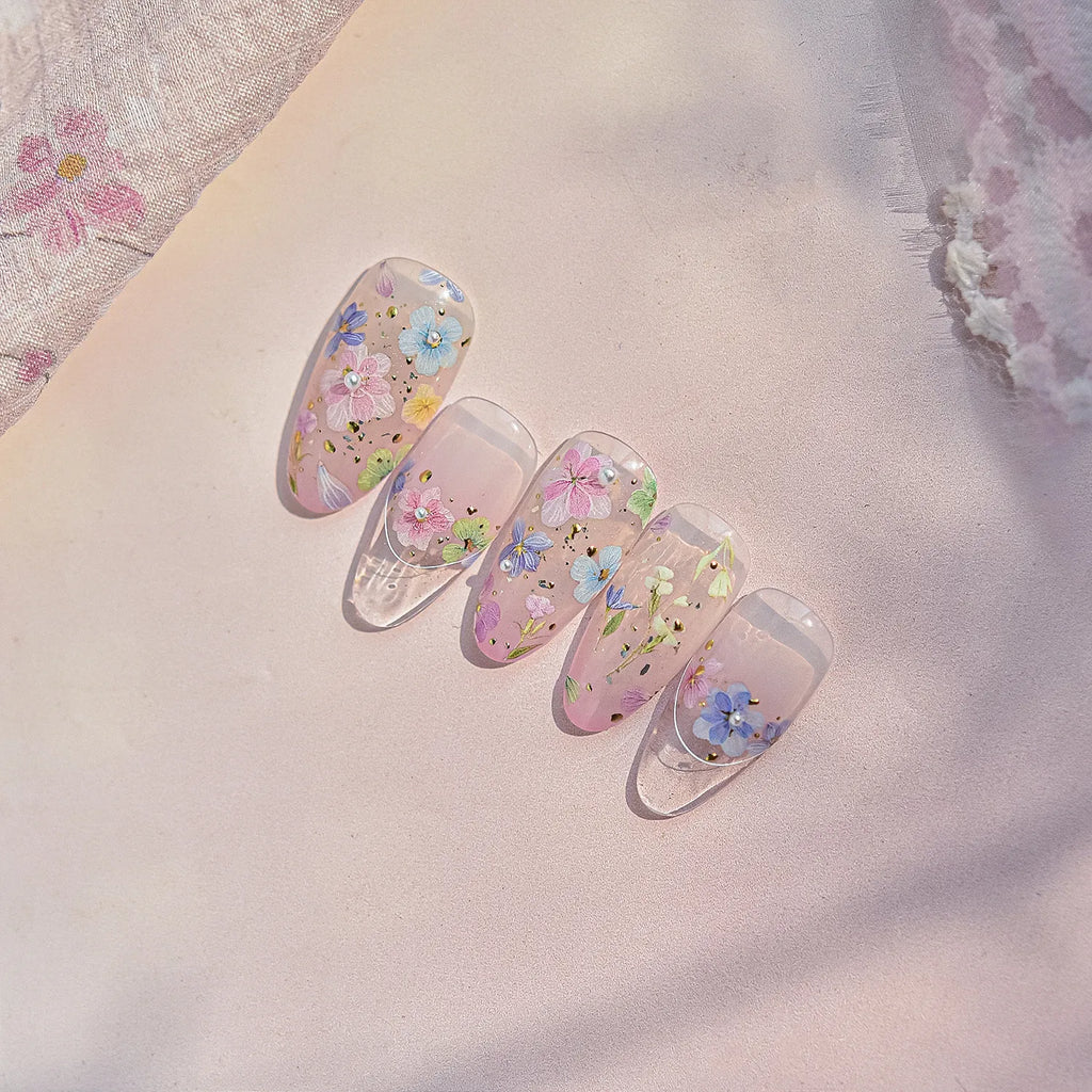 Mini Dried Flower Nail Stickers Wild Pressed Floral Sticker Decals to4026