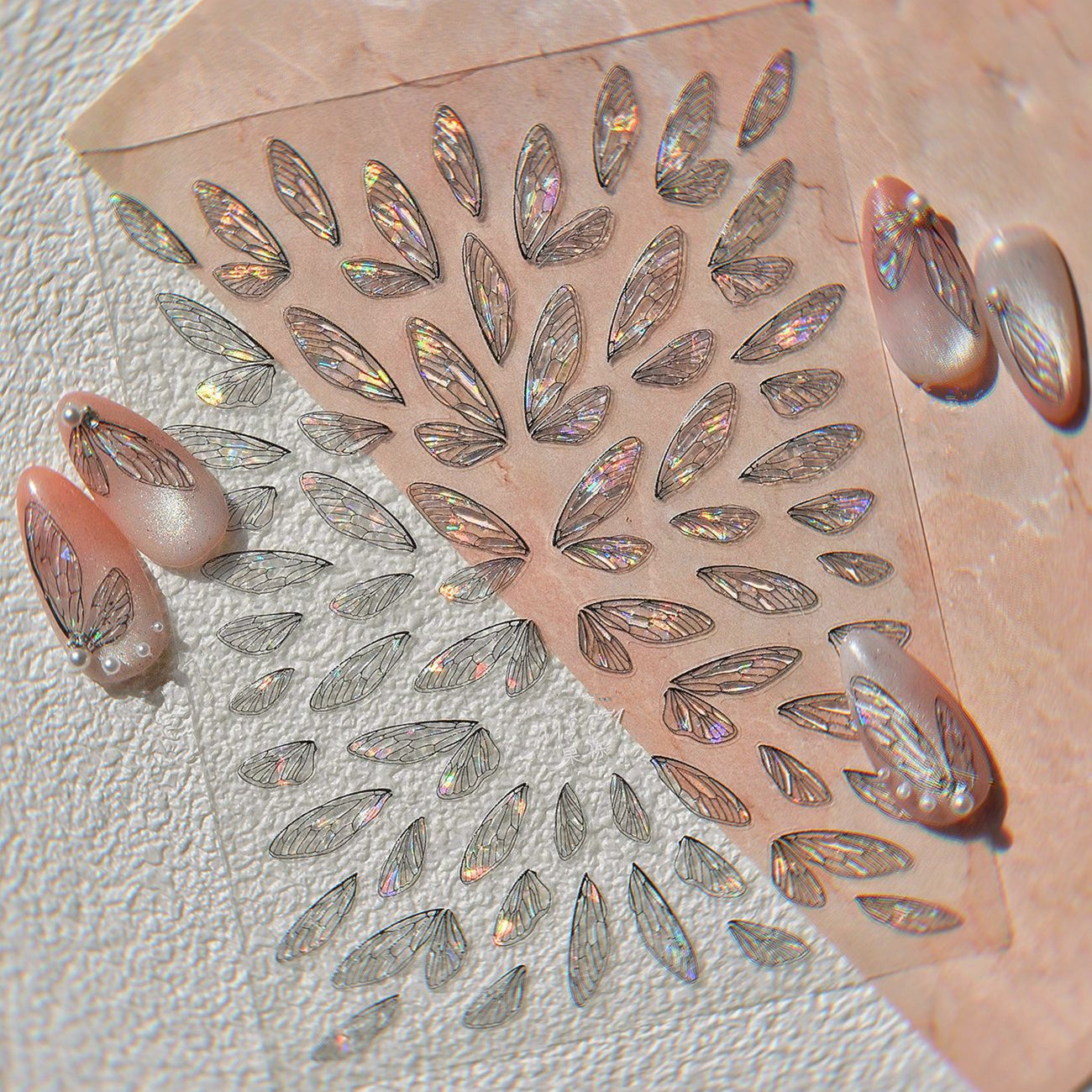 5D Holographic Fairy Wing Nail Stickers – Iridescent Butterfly Style 