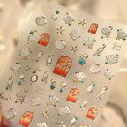3D Mermaidcore Starfish & Shell Nail Stickers - Pastel Ocean Decals 473
