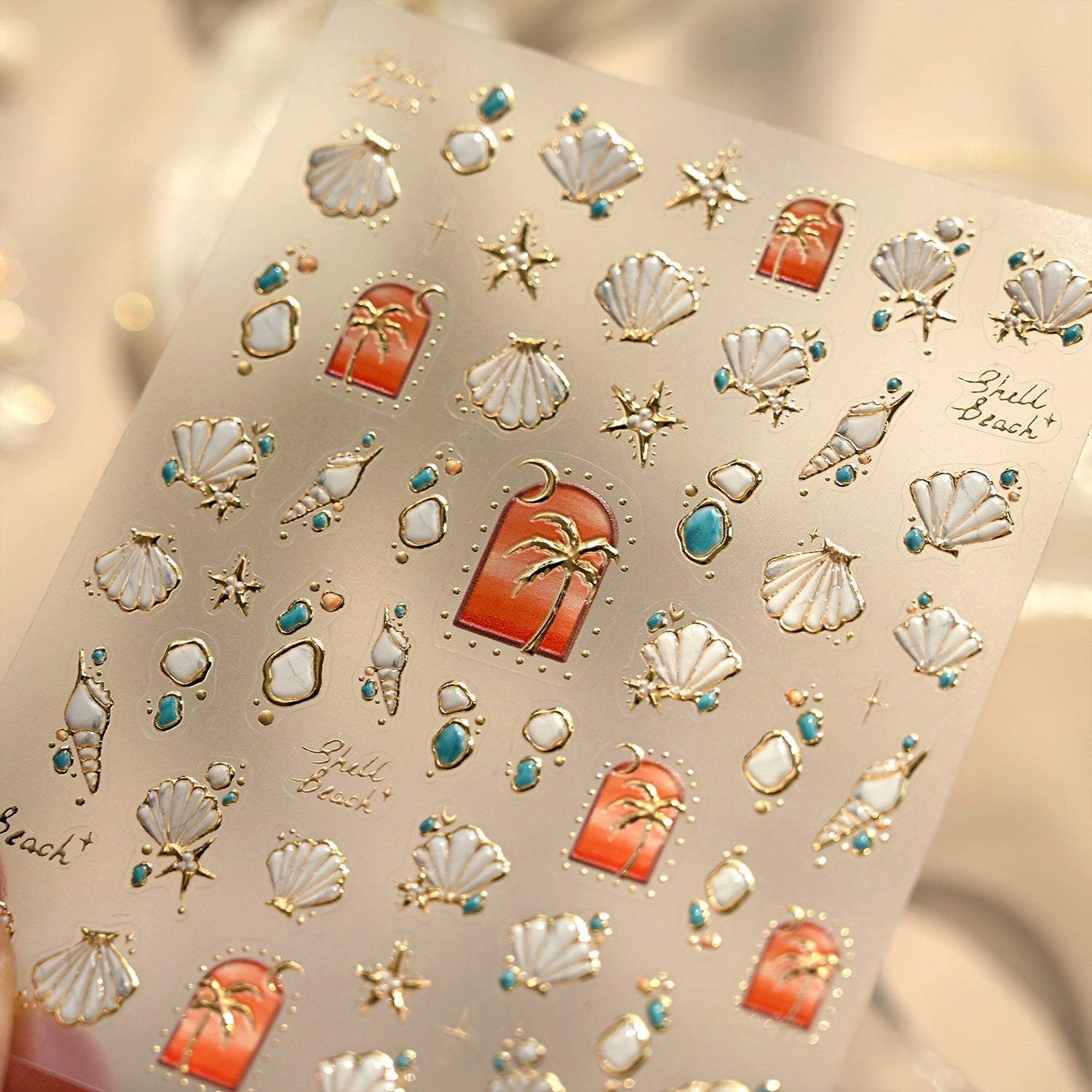 3D Mermaidcore Starfish & Shell Nail Stickers - Pastel Ocean Decals 473