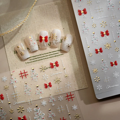 Christmas Nail Stickers | Xmas Tree Snowflake Bow Nail Art Decals M819