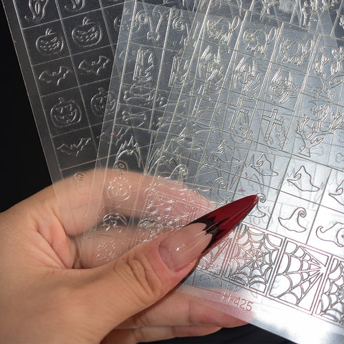 3 Sheets Halloween Nail Stencils Stickers No bleeding Nail Vinyls
