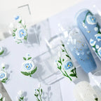 Floral Nail Art Stickers Adhesive Embossed Rose Flowers Sticker Decals KX230