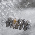 5D Snowflake Nail Stickers White Snow Decals For Winter TS1939