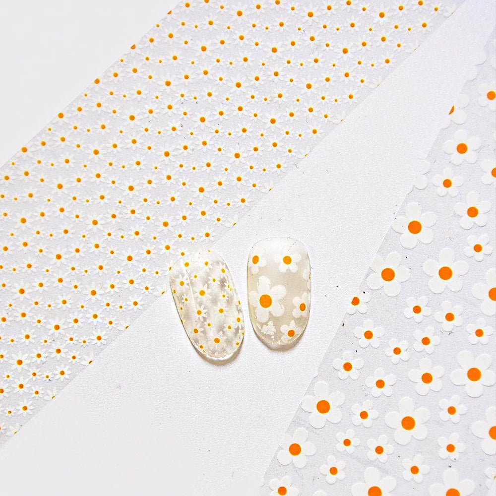 2rolls 100cm Daisy Flowers Nail Foil Transfer Paper Marble Zebra Print