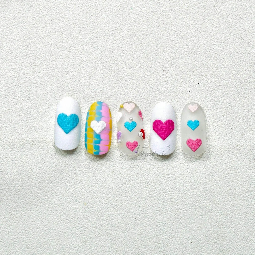 Colorful Love Heart Nail Art Stickers Valentines Black Hearts Sticker Decals to2009