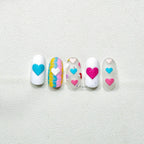 Colorful Love Heart Nail Art Stickers Valentines Black Hearts Sticker Decals to2009
