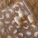 White Lily Nail Art Stickers Adhesive Embossed Lily Flower with Beads Sticker Decals TL154