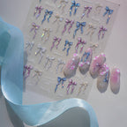 Laser Bowknot Nail Art Stickers Shell Light Ribbon Bow Decals