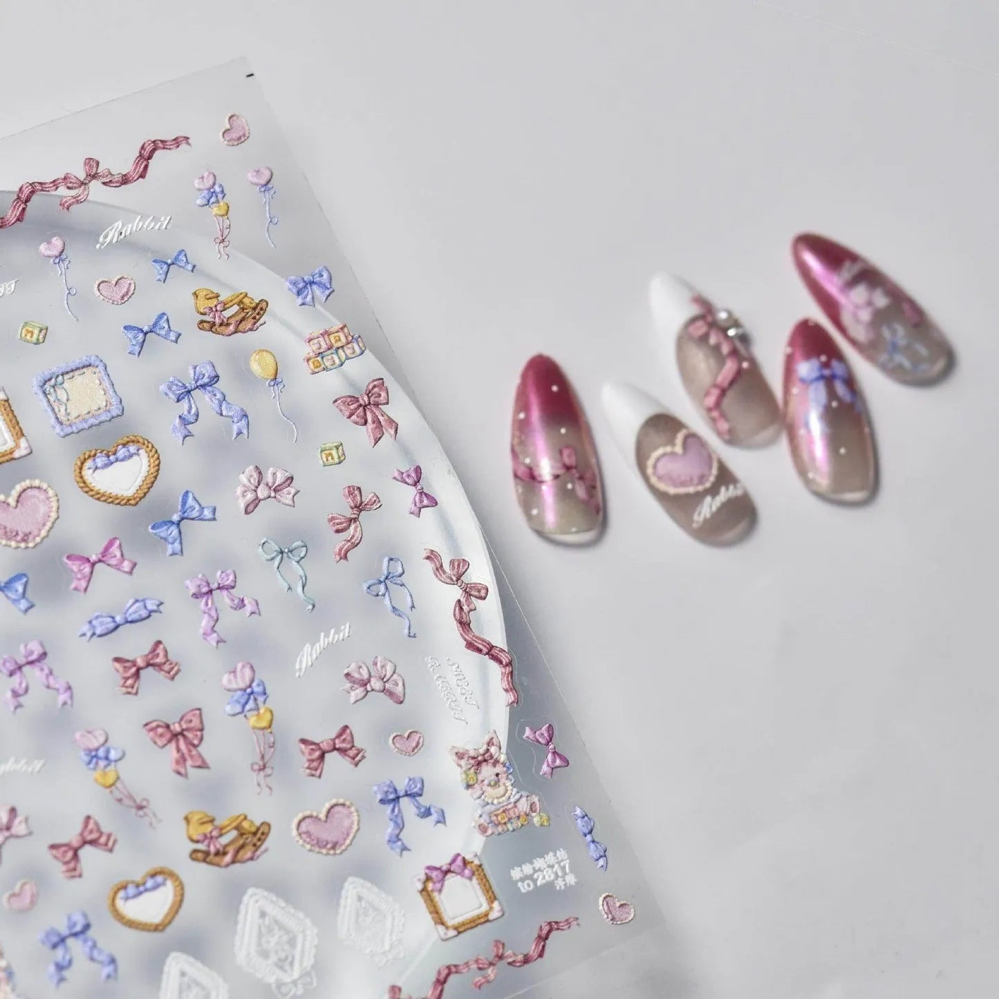 Colorful Bow-knot Nail Art Stickers Adhesive Embossed Bow Sticker Decals to2817
