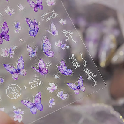Purple Butterfly Nail Art Stickers Flowers Adhesive Nail Sticker Decals to4498