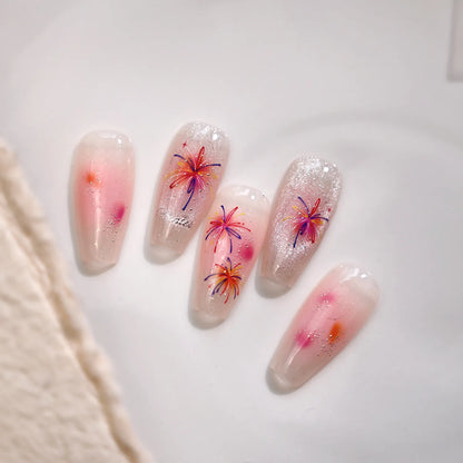 Vibrant Fireworks & Heart Nail Stickers - Festive & Holiday Decals for Celebration M901