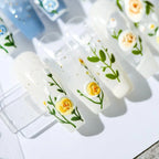 Floral Nail Art Stickers Adhesive Embossed Rose Flowers Sticker Decals KX230