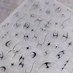 Metal Nail Art Stickers Adhesive Slider Embossed Laser Flame Sticker Decals TL075