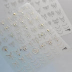 Gold Necklace Nail Art Stickers Adhesive Embossed Line Dots Sticker Decals 