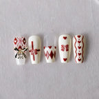 Red Nail Art Stickers Adhesive Embossed Vintage Grid Sticker Decals 