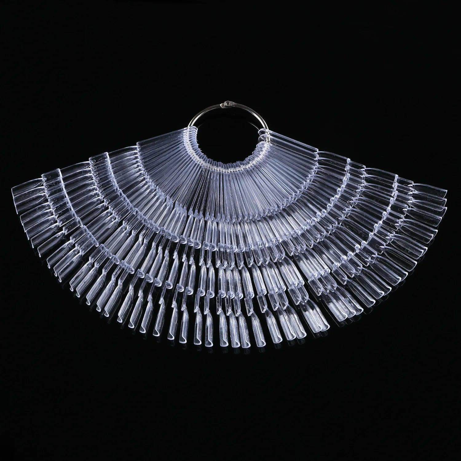 50pcs Nail Art Fan Shape Display Natural Chart Gel Polish Coloring Sample Practice Training Nails - Nail MAD