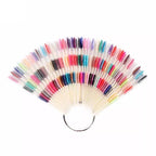 50pcs Nail Art Fan Shape Display Natural Chart Gel Polish Coloring Sample Practice Training Nails - Nail MAD