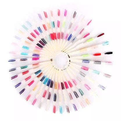 50pcs Nail Art Fan Shape Display Natural Chart Gel Polish Coloring Sample Practice Training Nails - Nail MAD