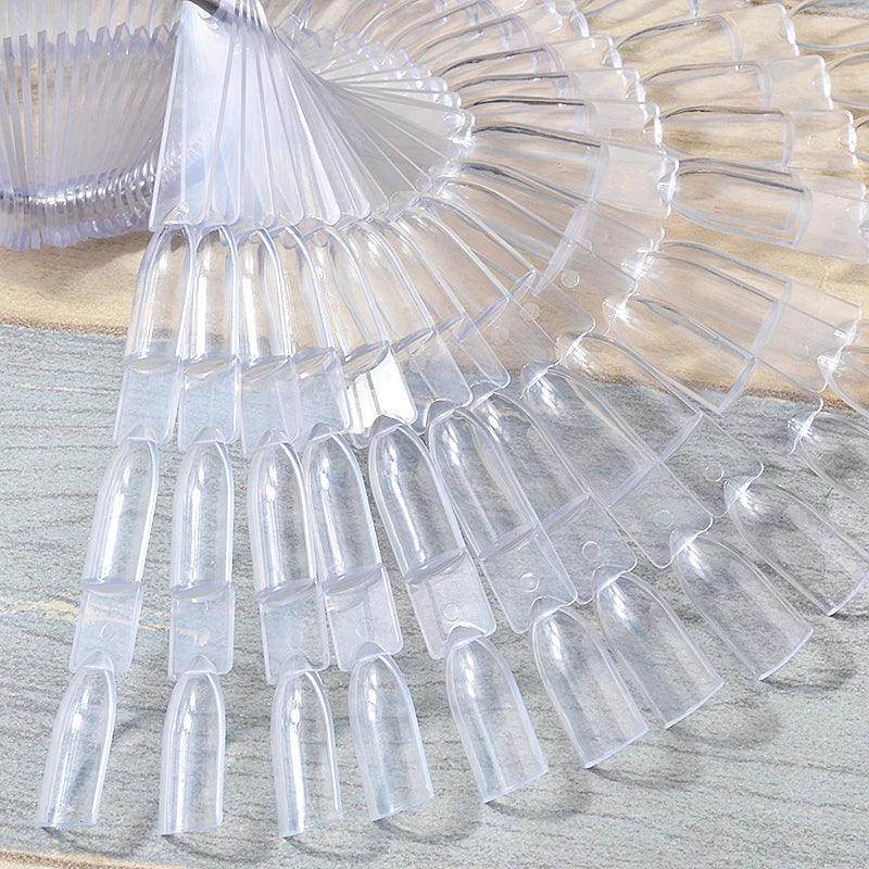 50pcs Nail Art Fan Shape Display Natural Chart Gel Polish Coloring Sample Practice Training Nails - Nail MAD