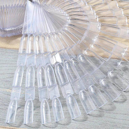 50pcs Nail Art Fan Shape Display Natural Chart Gel Polish Coloring Sample Practice Training Nails - Nail MAD