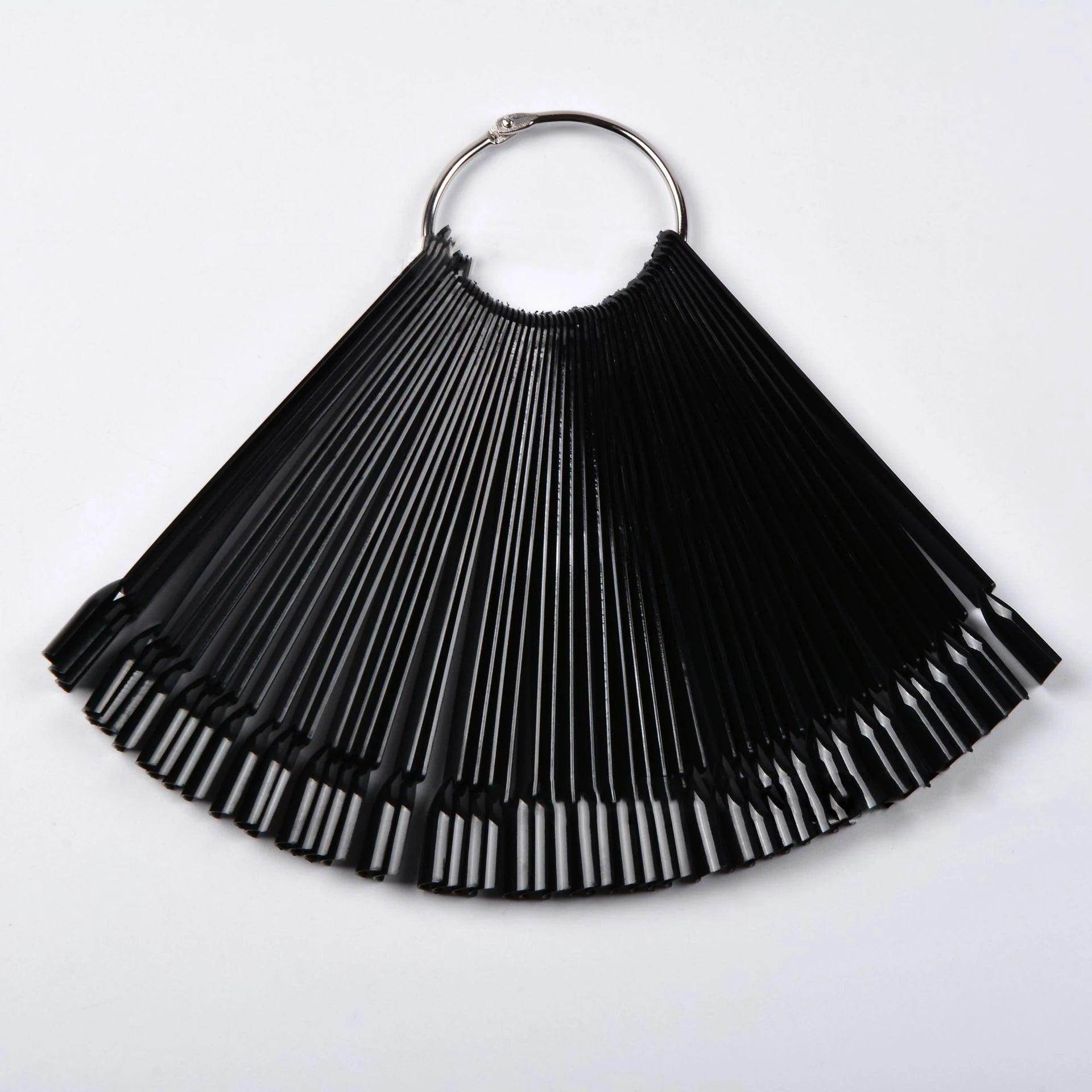 50pcs Nail Art Fan Shape Display Natural Chart Gel Polish Coloring Sample Practice Training Nails - Nail MAD