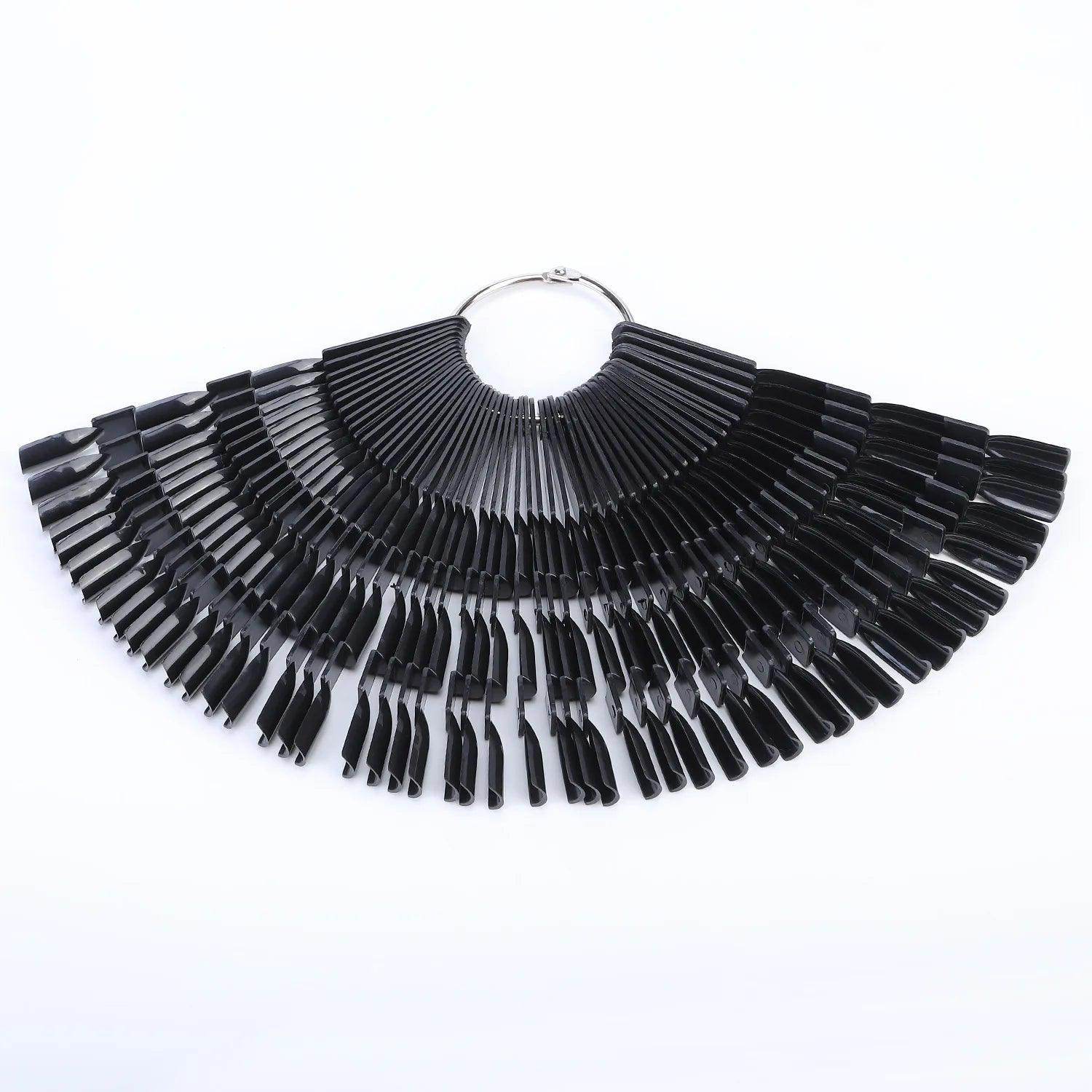 50pcs Nail Art Fan Shape Display Natural Chart Gel Polish Coloring Sample Practice Training Nails - Nail MAD