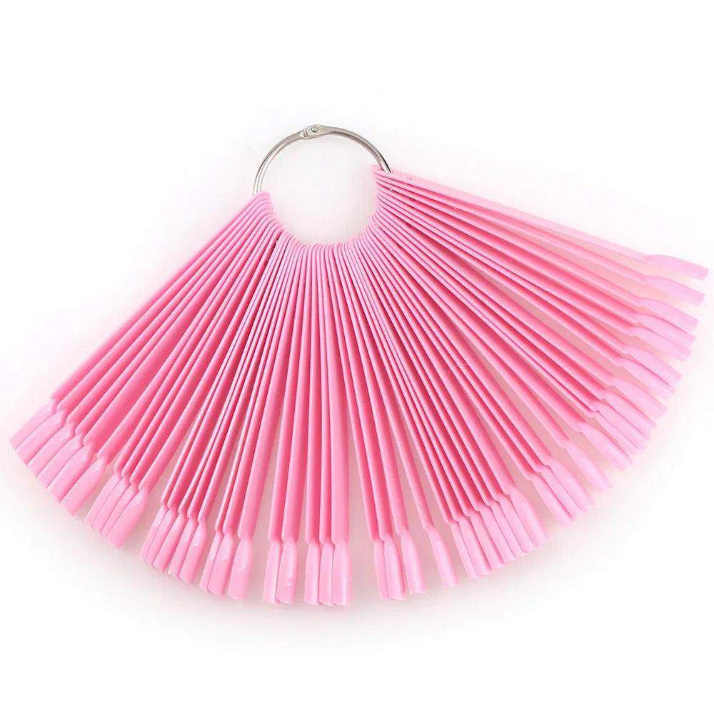 50pcs Nail Art Fan Shape Display Natural Chart Gel Polish Coloring Sample Practice Training Nails - Nail MAD
