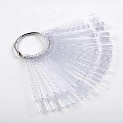 50pcs Nail Art Fan Shape Display Natural Chart Gel Polish Coloring Sample Practice Training Nails - Nail MAD