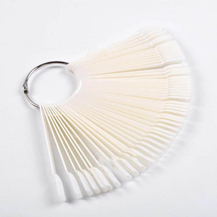 50pcs Nail Art Fan Shape Display Natural Chart Gel Polish Coloring Sample Practice Training Nails - Nail MAD