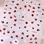 5D Jelly Ladybug & Bee Nail Stickers - Cute Spring Garden Art Decals