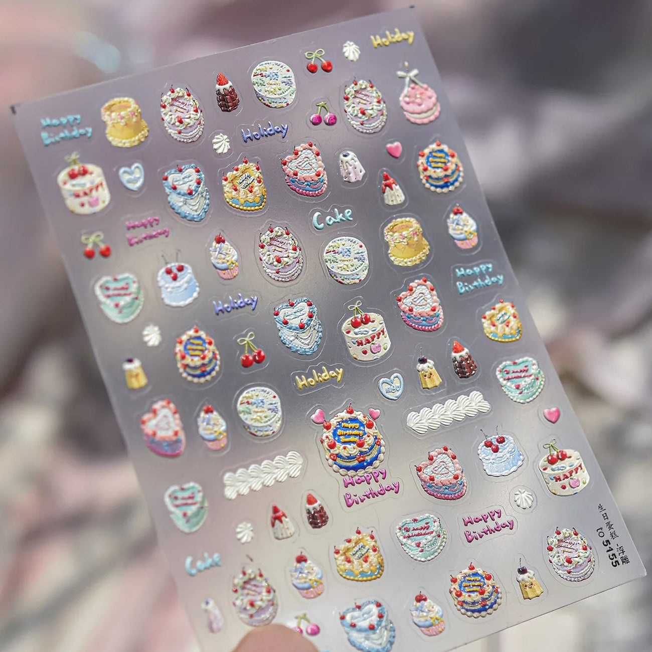 3D Kawaii Nail Stickers – Cute Birthday Cake, Donut & Sweet Treat Designs