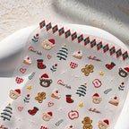 5D Holiday Nail Art Stickers – Christmas Tree, Teddy Bear & Gingerbread Nail Decals