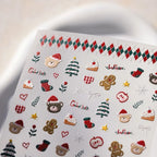 5D Holiday Nail Art Stickers – Christmas Tree, Teddy Bear & Gingerbread Nail Decals