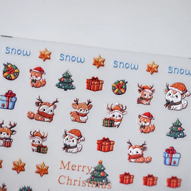 5D Christmas Nail Stickers – Reindeer, Gifts & Tree Holiday Decals TS3194