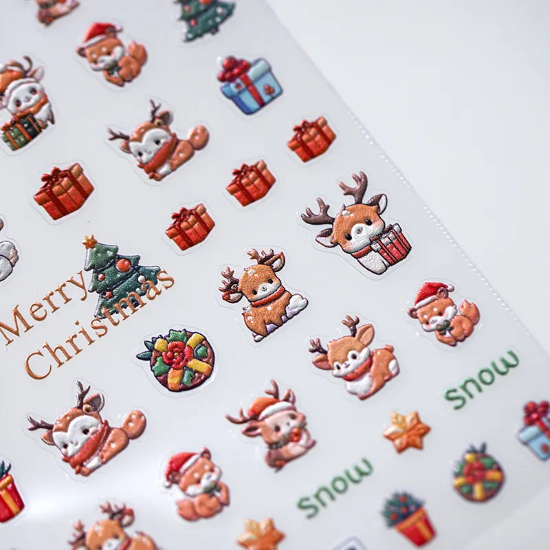 5D Christmas Nail Stickers – Reindeer, Gifts & Tree Holiday Decals TS3194