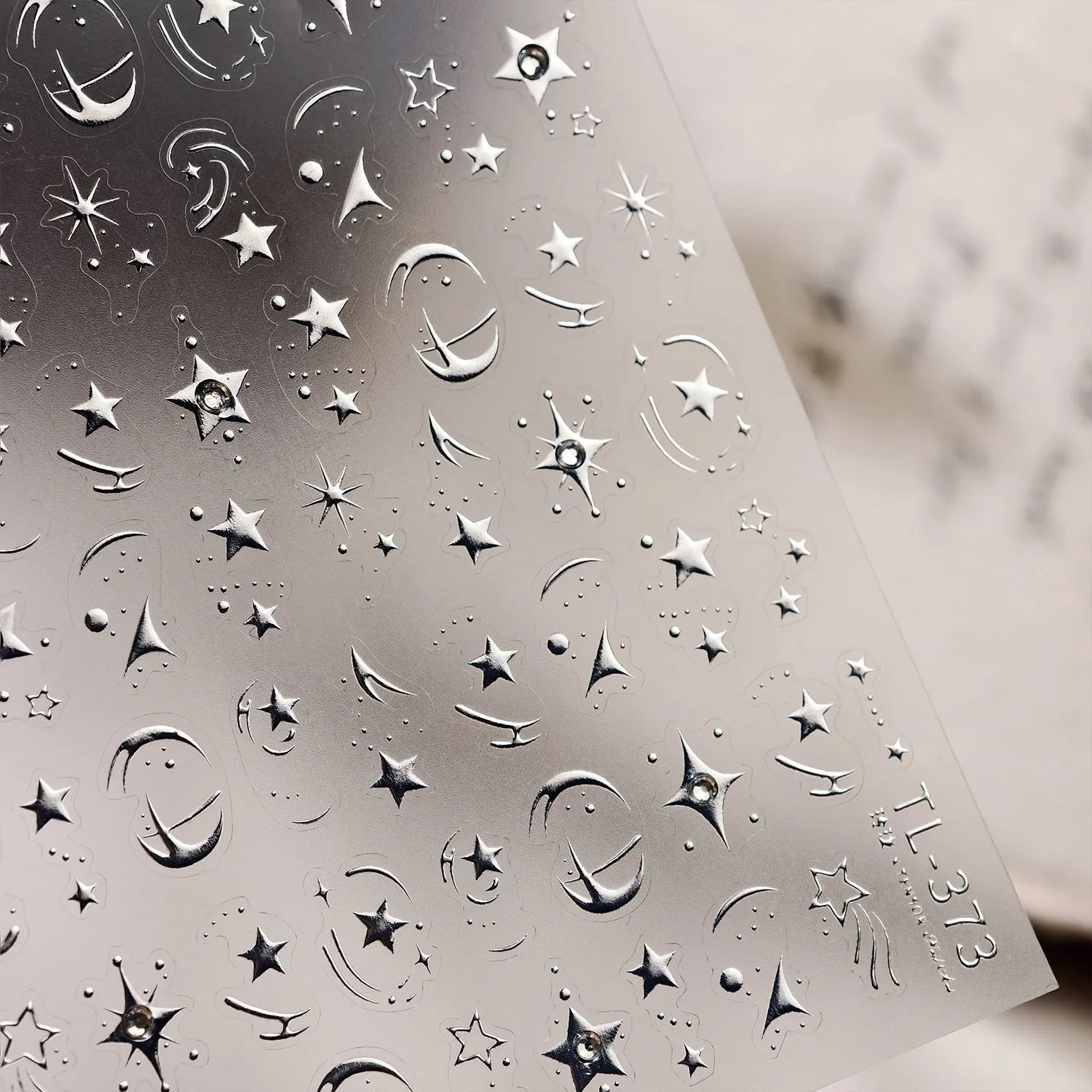 5D Chrome Star Moon Nail Stickers | Celestial Rhinestone Decals TL373