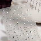5D Chrome Star Moon Nail Stickers | Celestial Rhinestone Decals TL373