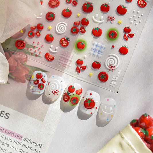 5D Cute Tomato Nail Stickers | Cottagecore